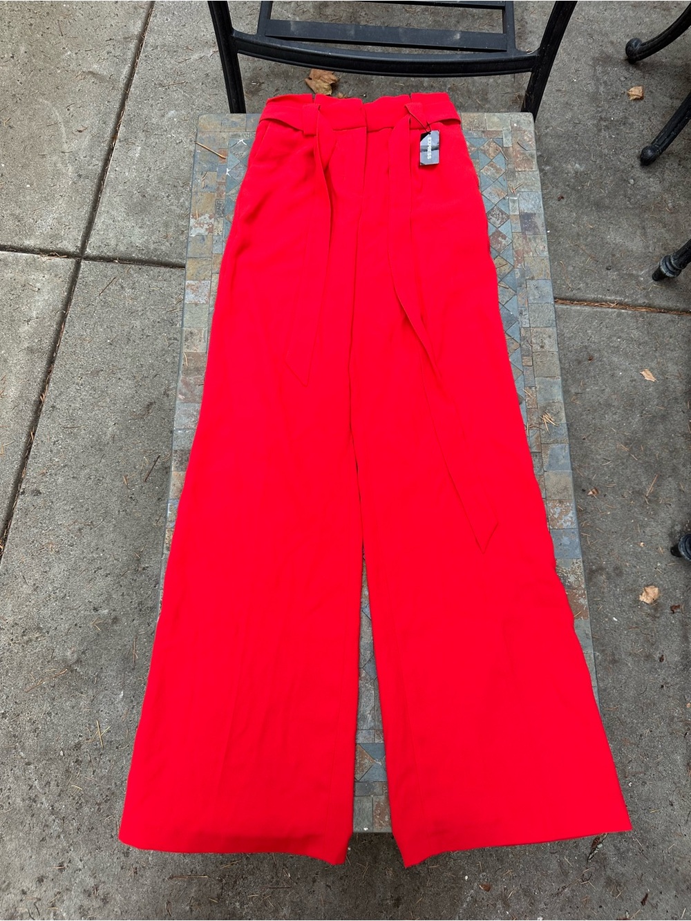 Early 2000s Vintage High-Waist Wide-Leg Red Pants with Self-Tie Belt
